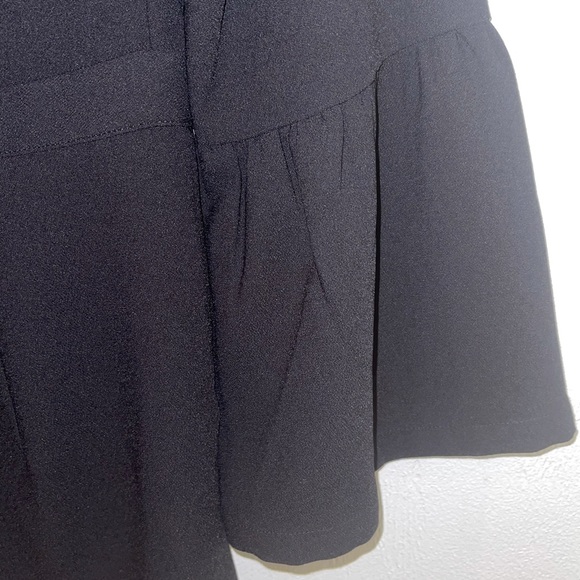 Long, bell sleeve business casual romper, black - Picture 3 of 6